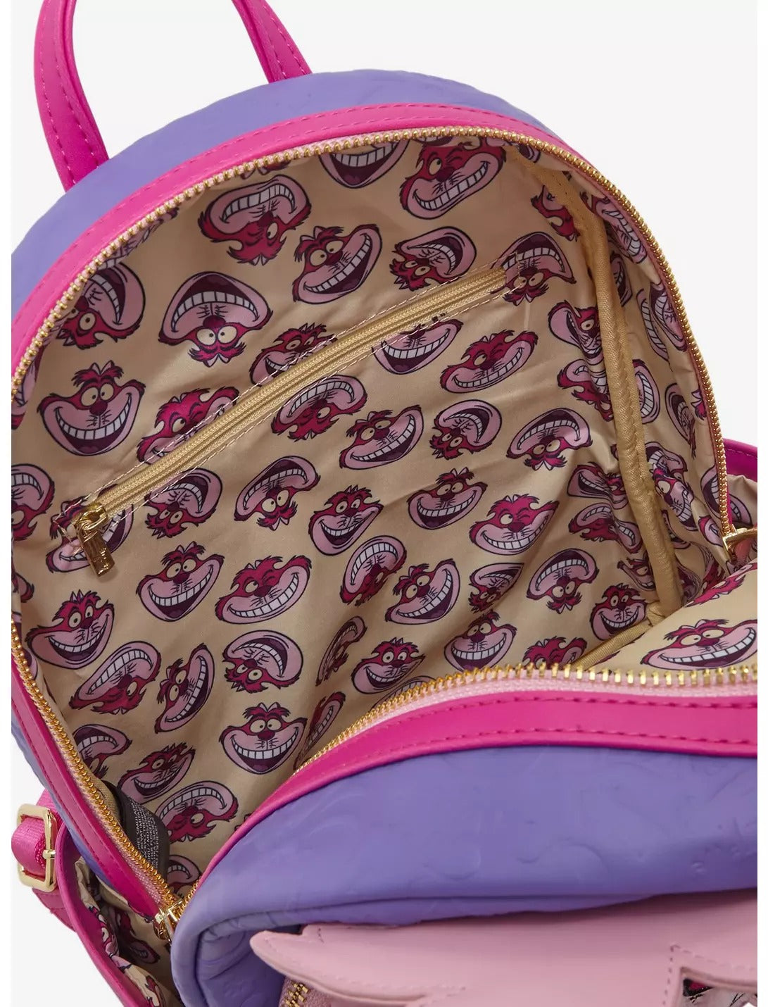 Mini Mochila Loungefly Disney Alicia en el País de las Maravillas con diseño del Gato de Cheshire
