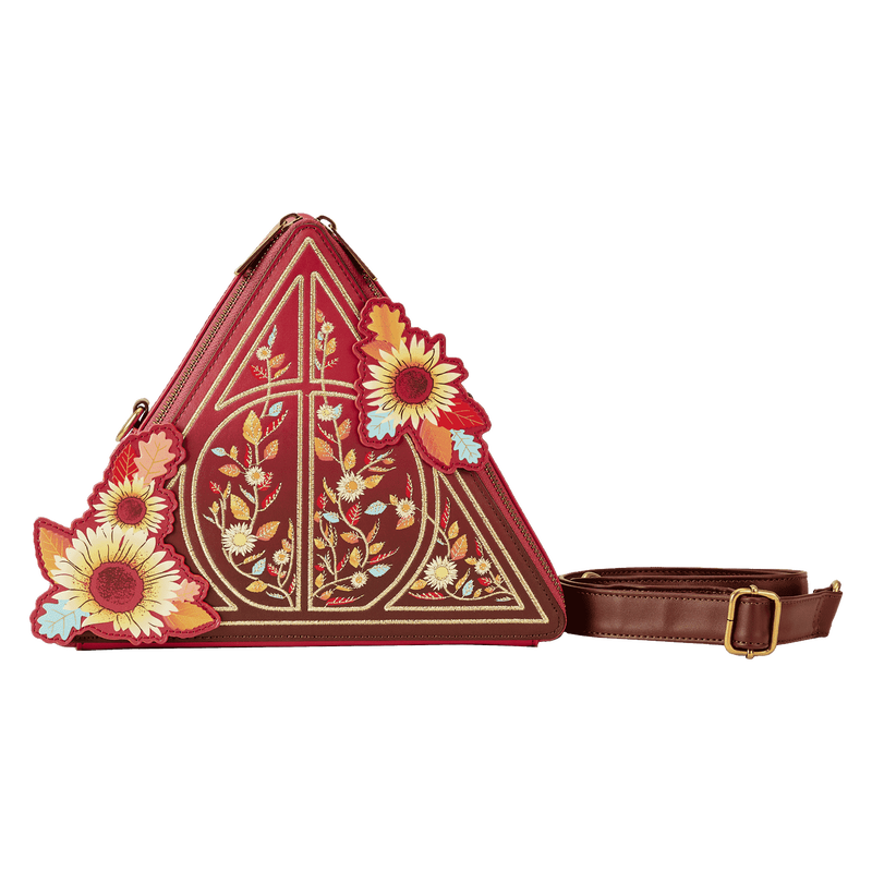 Bolso bandolera con diseño de hojas otoñales de las Reliquias de la Muerte de Harry Potter