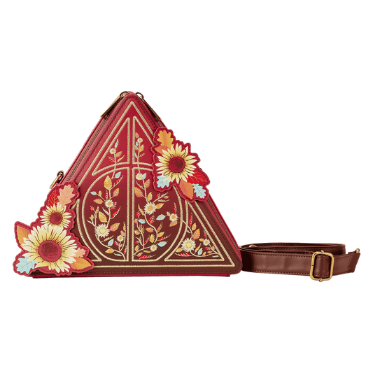 Bolso bandolera con diseño de hojas otoñales de las Reliquias de la Muerte de Harry Potter