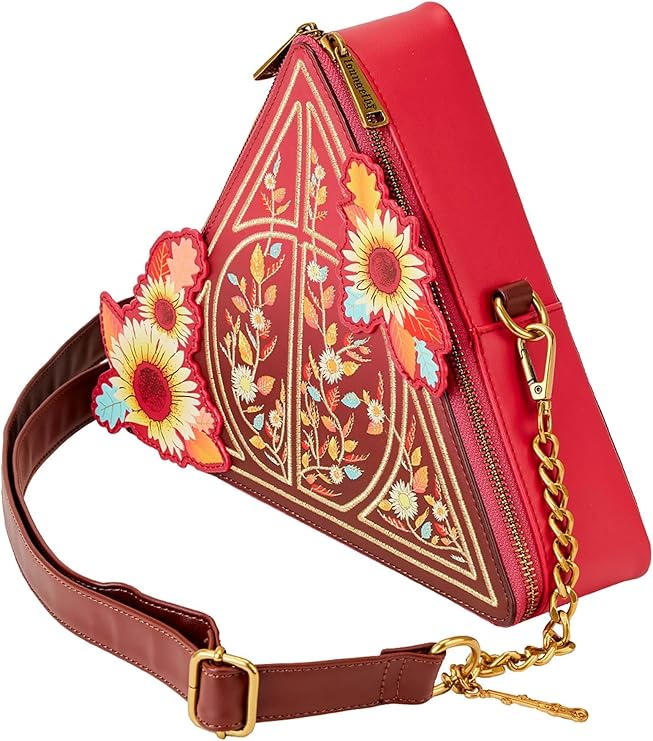 Bolso bandolera con diseño de hojas otoñales de las Reliquias de la Muerte de Harry Potter