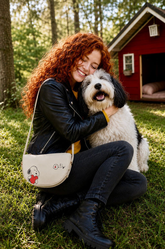 Bolso bandolera con forma de corazón de Snoopy y Woodstock de Peanuts
